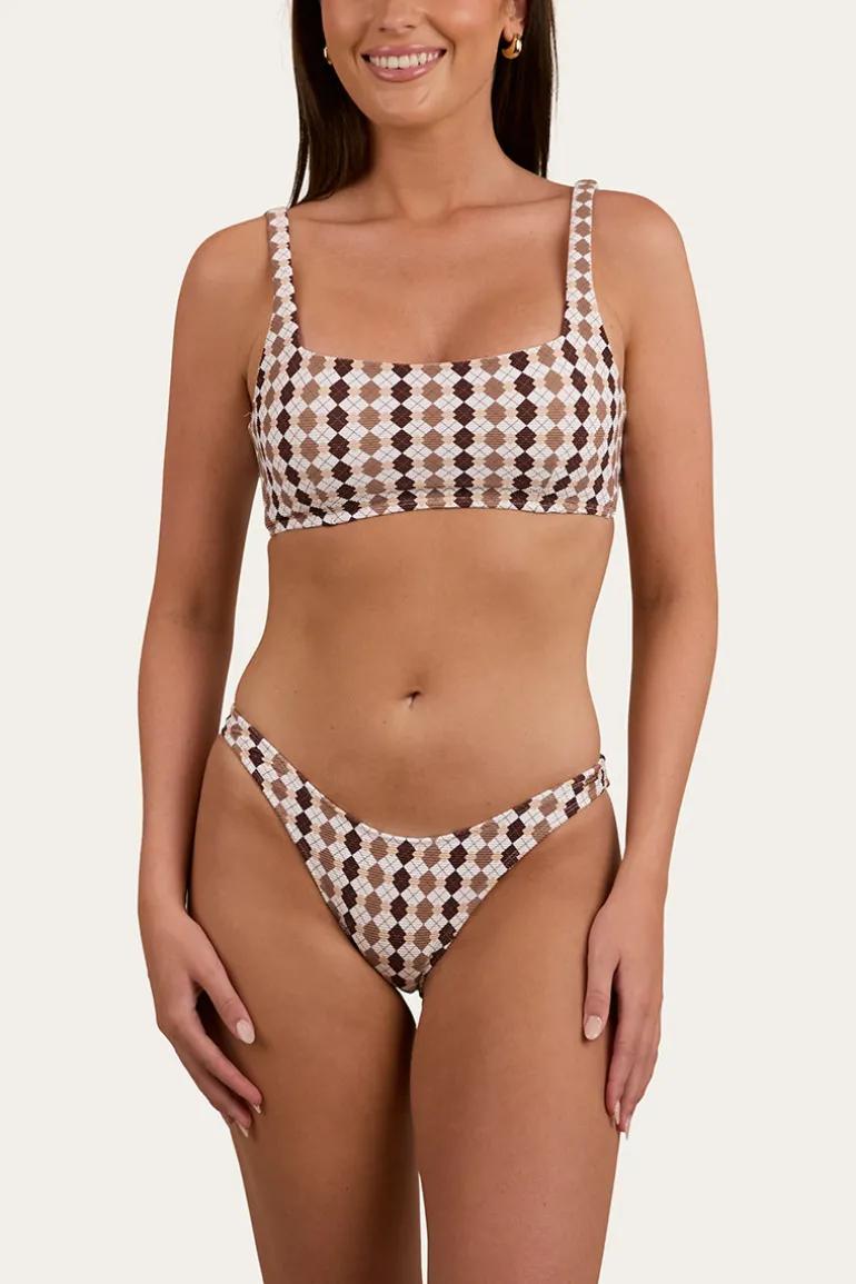 Ashton Check Womens Bikini Top - Chocolate / White