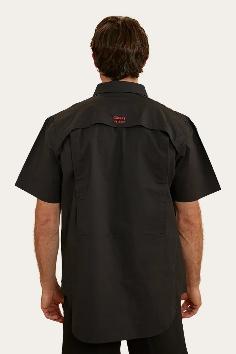 Bulgarra Mens Ripstop Full Button Work Shirt - Black