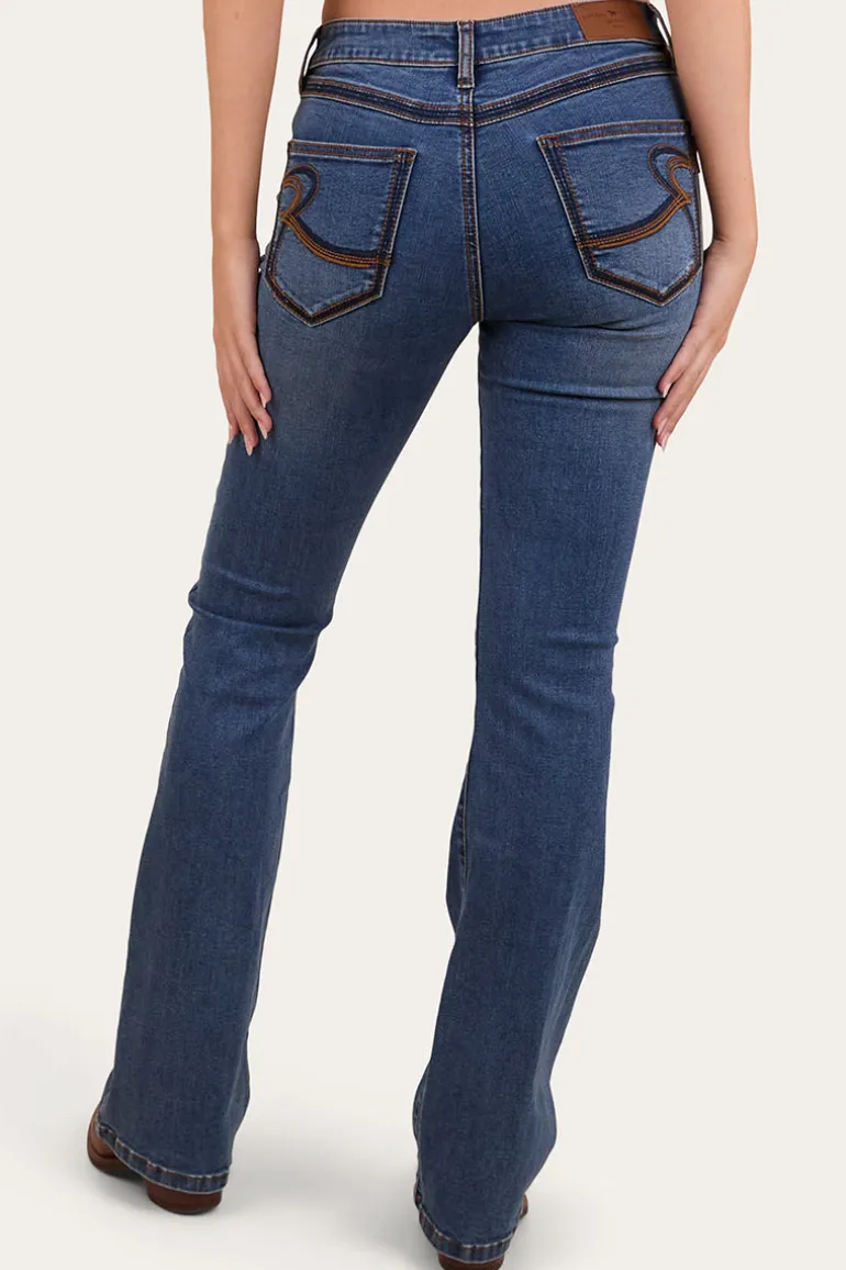 Caroline Womens Mid Rise Bootleg Jean - Mid Wash Blue