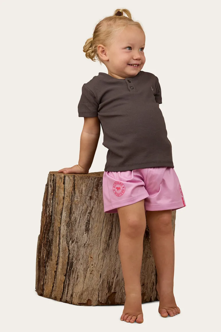 Casey Kids Rib Henley Top - Charcoal