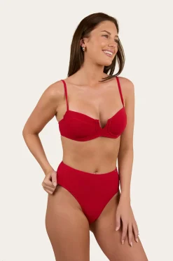 Country Sunset Textured Underwire Bikini Top - Red