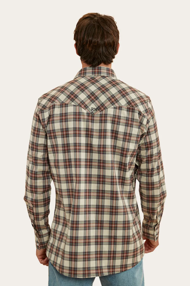 Dillinger Mens Western Shirt - Dark Sand
