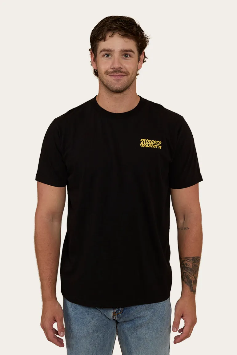 Half Cut Mens Loose Fit T-Shirt - Black