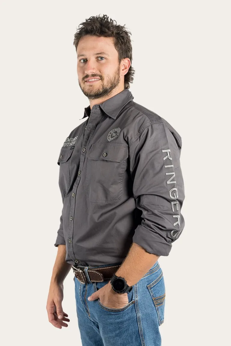 Hawkeye Mens Full Button Work Shirt - Magnum/Ultimate Grey