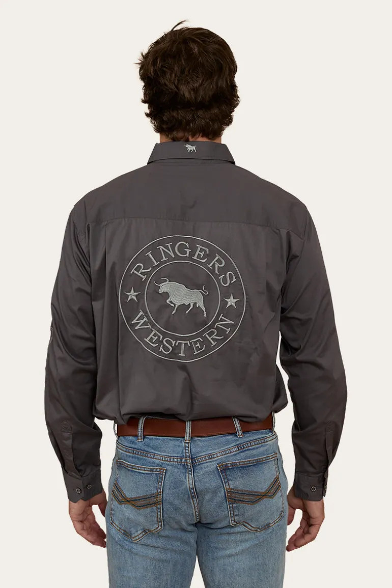 Hawkeye Mens Half Button Work Shirt - Magnum/Ultimate Grey