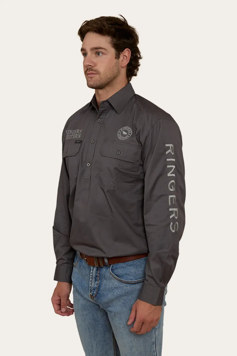 Hawkeye Mens Half Button Work Shirt - Magnum/Ultimate Grey