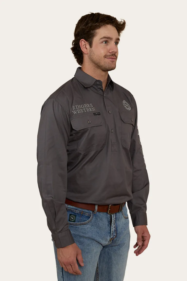Hawkeye Mens Half Button Work Shirt - Magnum/Ultimate Grey