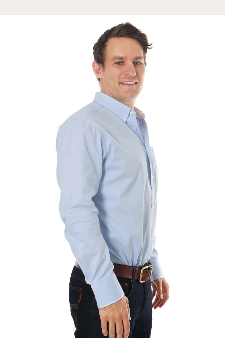 Heritage Mens Plain Dress Shirt - Chambray Blue