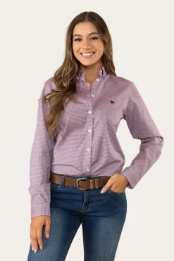Heritage Womens Check Dress Shirt - Burgundy