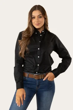 Heritage Womens Plain Dress Shirt - Black