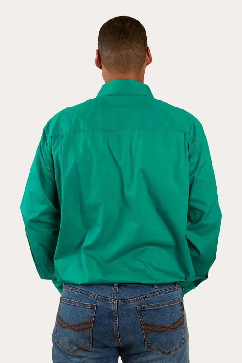 King River Mens Half Button Work Shirt - Green