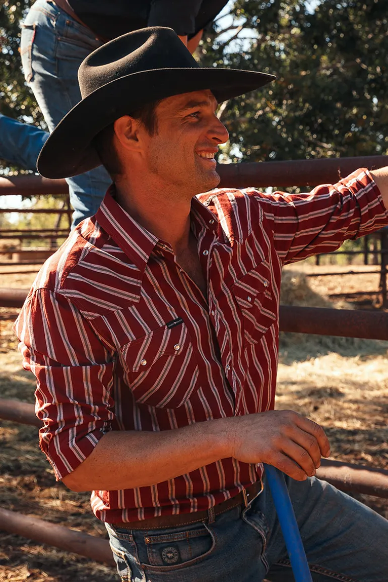 Mapleton Mens Western Shirt Stripe - Cedar