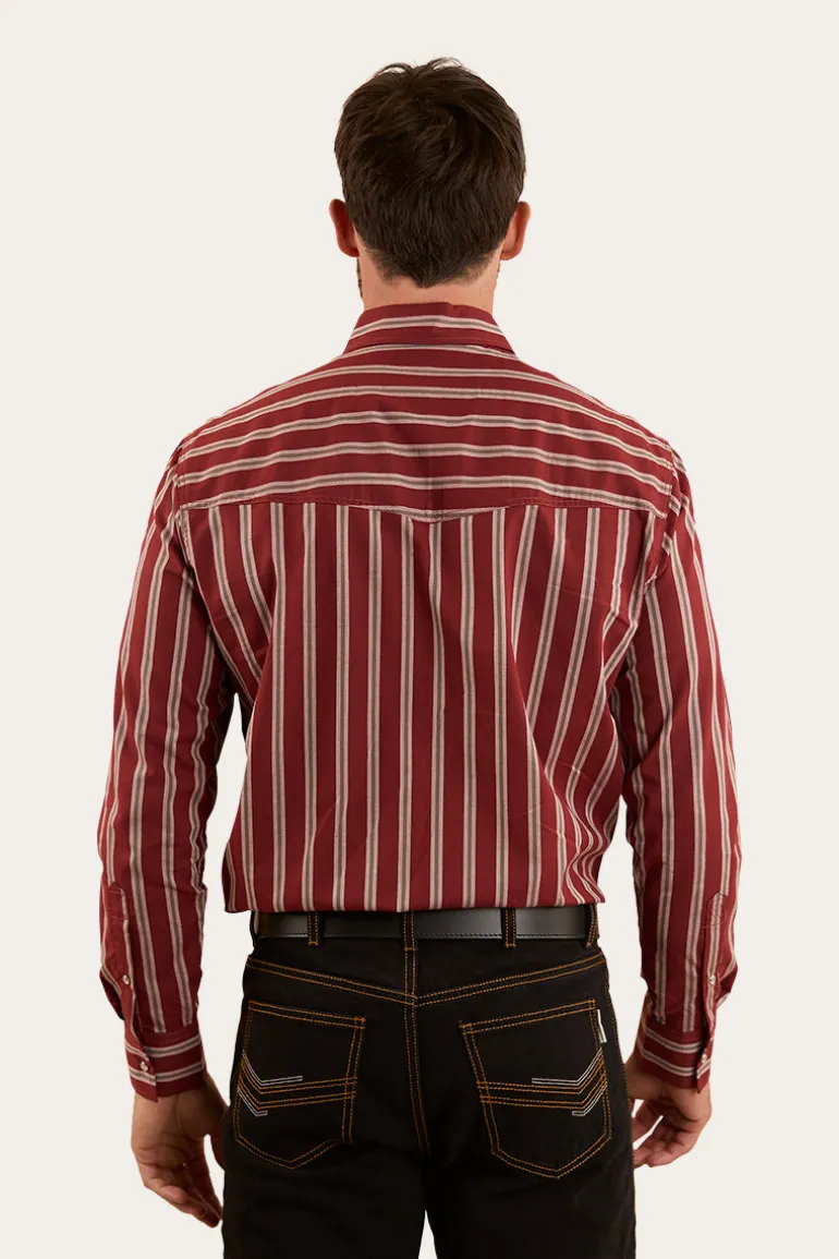 Mapleton Mens Western Shirt Stripe - Cedar