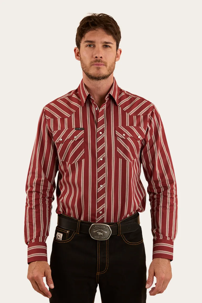 Mapleton Mens Western Shirt Stripe - Cedar