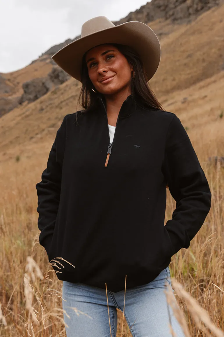Peninsula Womens 1/4 Zip Crew - Black