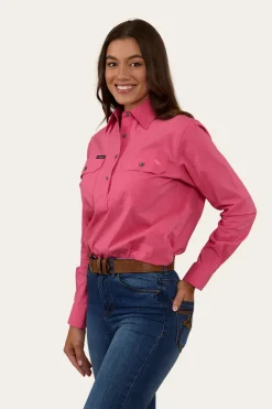 Pentecost River Womens Half Button Coolmax Work Shirt - Melon