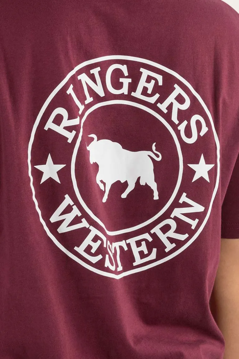 Signature Bull Womens Loose Fit T-Shirt - Burgundy/White