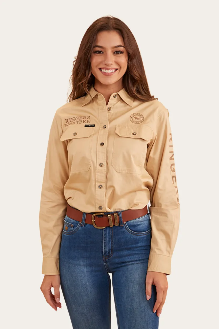 Signature Jillaroo Womens Full Button Work Shirt - Dark Sand/Clay