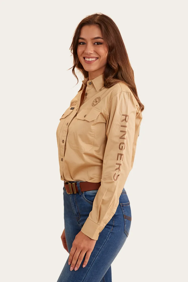 Signature Jillaroo Womens Full Button Work Shirt - Dark Sand/Clay