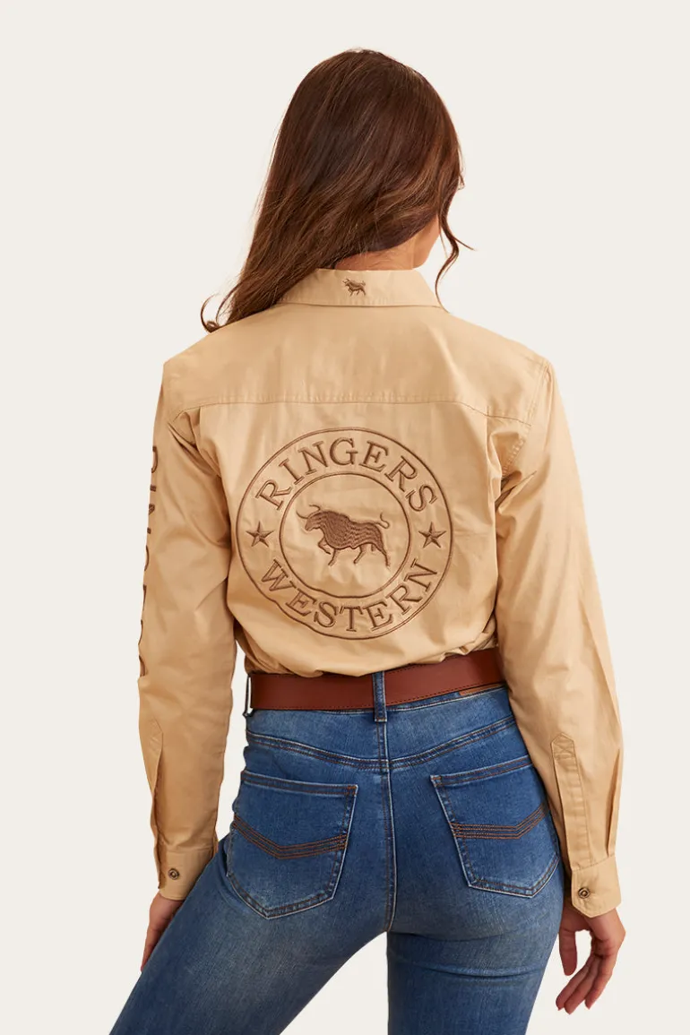 Signature Jillaroo Womens Full Button Work Shirt - Dark Sand/Clay