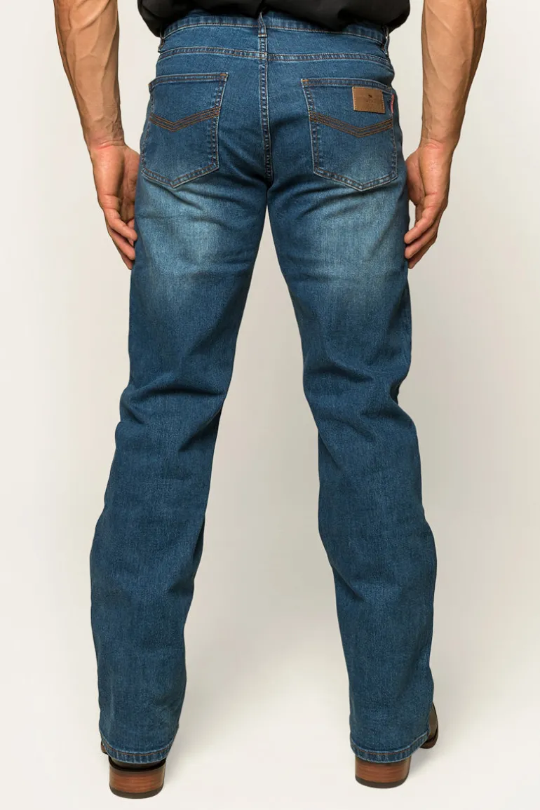 Sturt Mens Relaxed Leg Jeans - Mid Blue