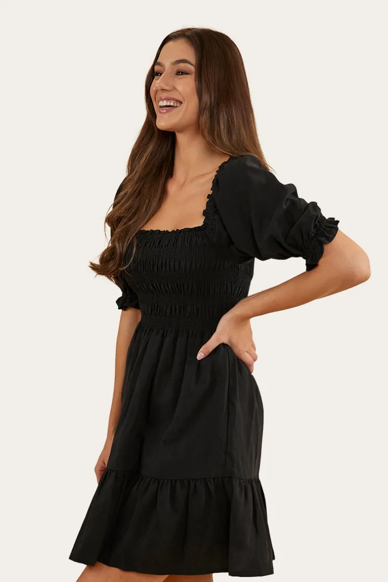 Tahlia Womens Shirred Mini Dress - Black