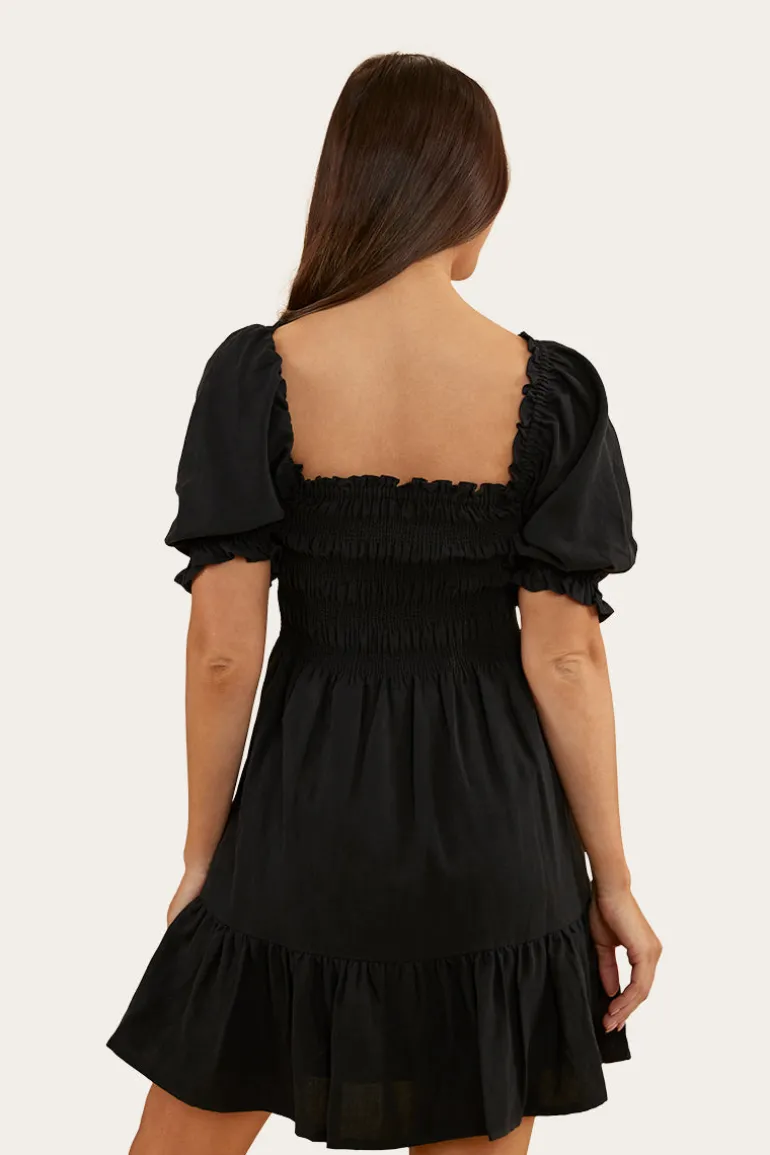 Tahlia Womens Shirred Mini Dress - Black